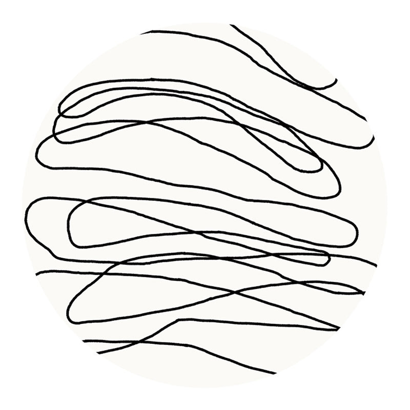 Simple Abstract Line Round Rug Machine Washable Area Carpet for Living Room Rug