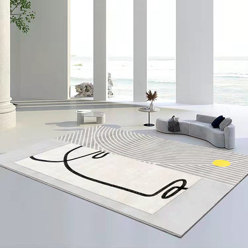 Simplicity Area Rug Polyester Indoor Carpet Stain Resistant Rug for Living Room Decoration