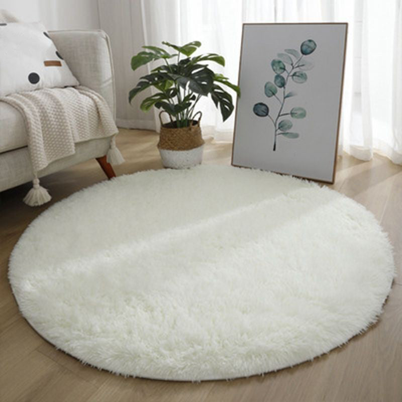 Modern Bedroom Plush Round Rug Polyester Carpet Anti-Slip Backing Rug for Living Room