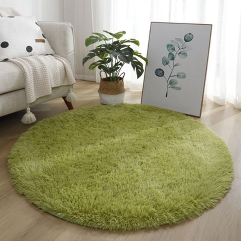 Modern Bedroom Plush Round Rug Polyester Carpet Anti-Slip Backing Rug for Living Room