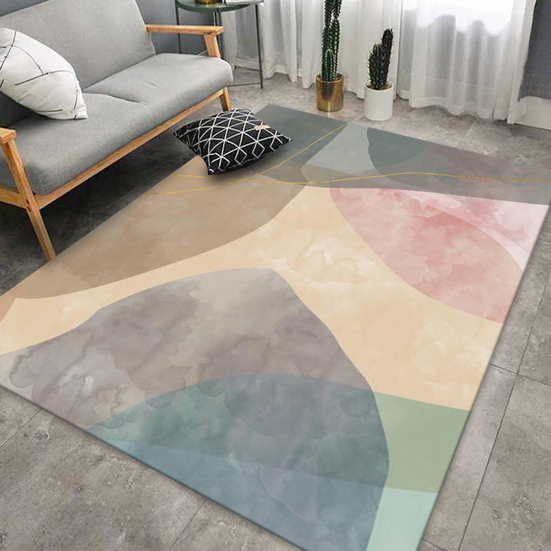 Purple Modern Rug Polyester Color Block Indoor Rug Washable Rug for Home Decor