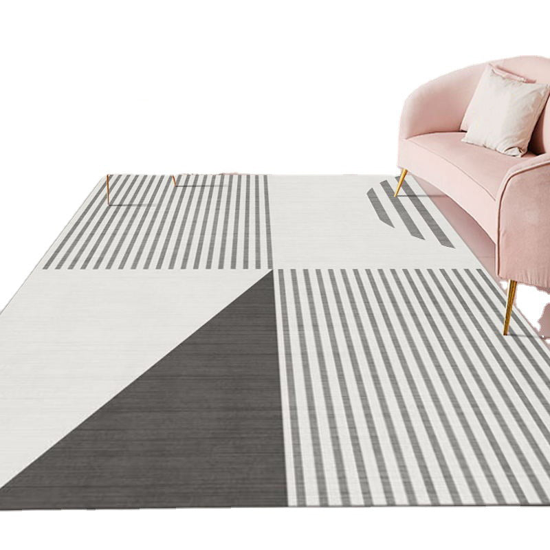 Grey Modern Rug Polyester Graphic Rug Non-Slip Backing Rug for Home Decoration