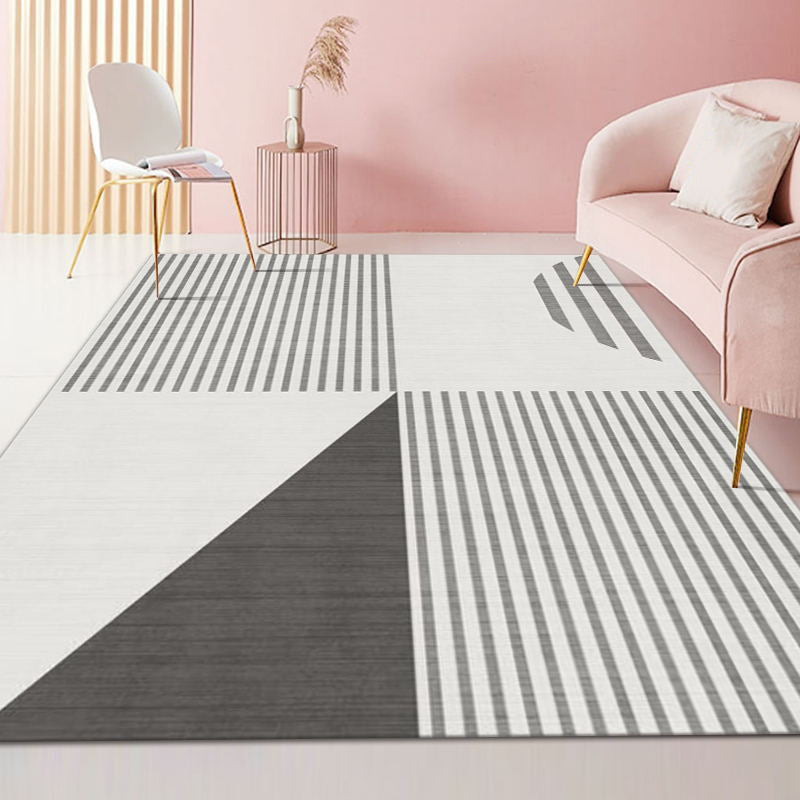 Grey Modern Rug Polyester Graphic Rug Non-Slip Backing Rug for Home Decoration