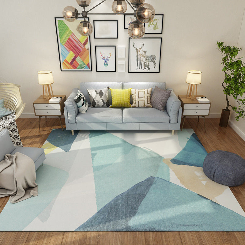 Light Gray Nordic Rug Polyester Color Piece Rug Washable Rug for Living Room