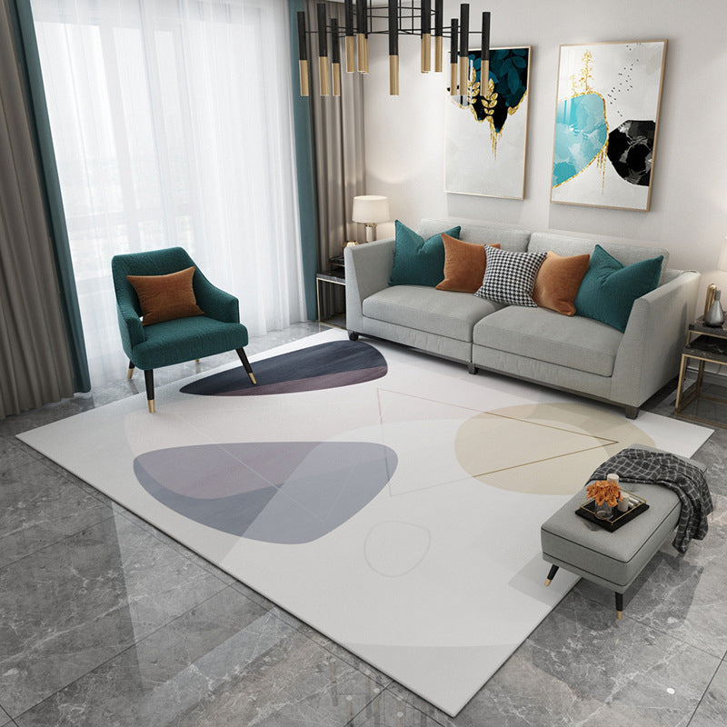 Light Gray Nordic Rug Polyester Color Piece Rug Washable Rug for Living Room