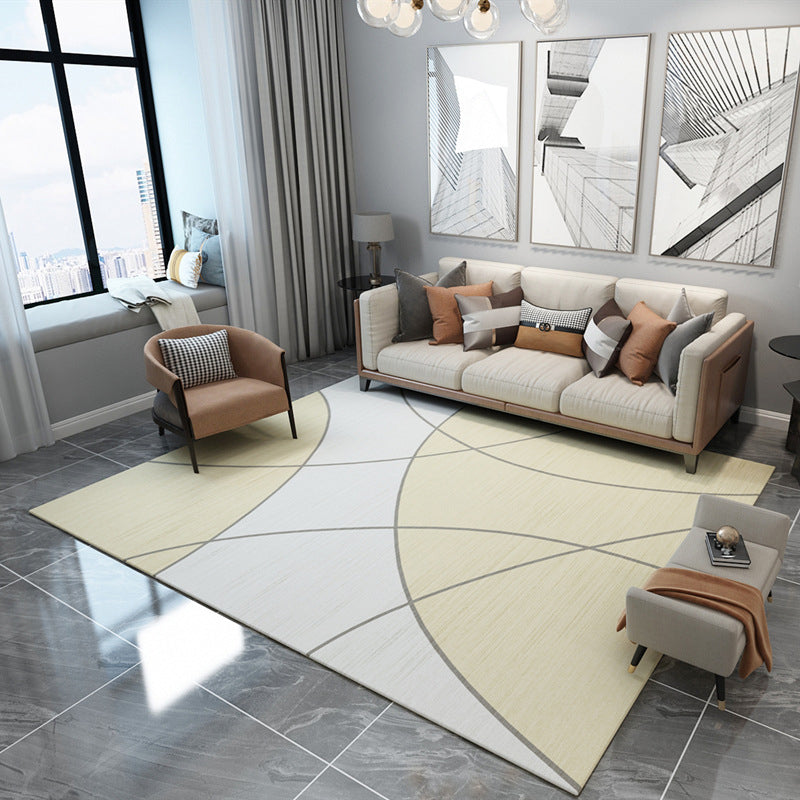 Light Yellow Casual Carpet Polyester Graphic Carpet Washable Carpet for Living Room