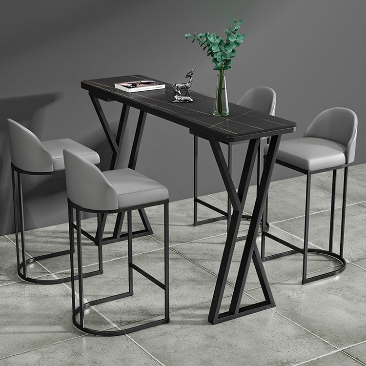 Stone Top Bar Table 42-inch Height Industrial Style Bistro Table for Restaurant