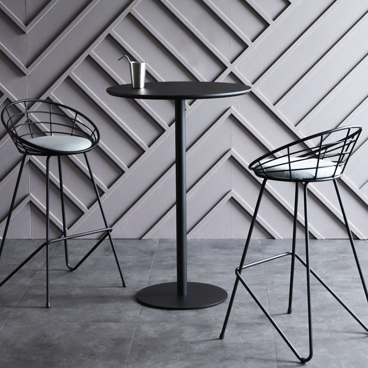 Industrial Wood Bar Dining Table Round Indoor Bistro Table with Single Pedestal