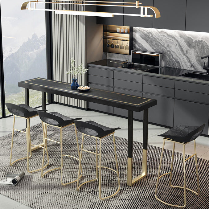 Glam Style Cocktail Bar Table 42-inch Height Wood Top Iron Frame Bar Table