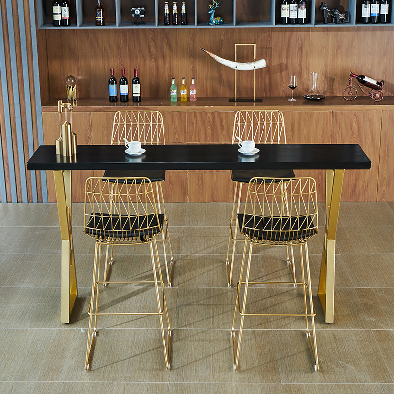 42-inch Height Cocktail Bar Table Nordic Black Wood Top Table for Dining Room