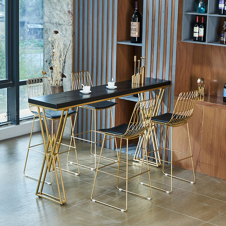 42-inch Height Cocktail Bar Table Nordic Black Wood Top Table for Dining Room