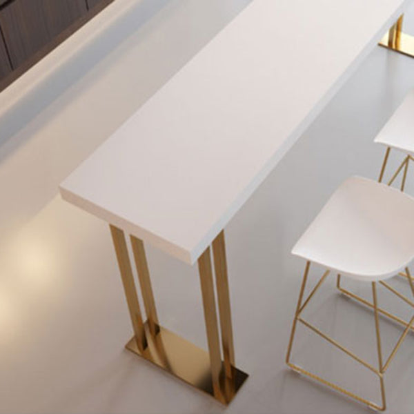 Glam Rectangle Indoor Bar Dining Table White Wood Bistro Table with Sled Pedestal