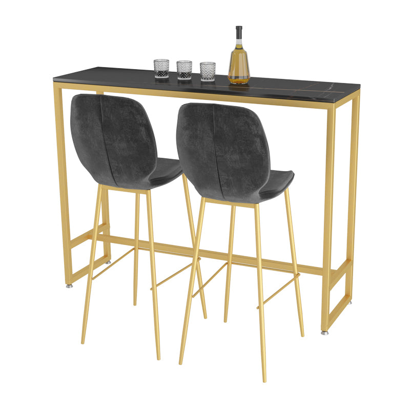 Mesa de comedor de barra de piedra de Glam Rectangle Gold de oro Pedestal Bar Mesa (solo mesa)