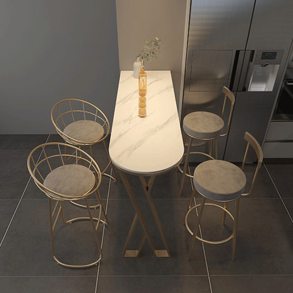 42-inch Height Cocktail Bar Table Glam Style Gold Frame Bar Table for Indoor