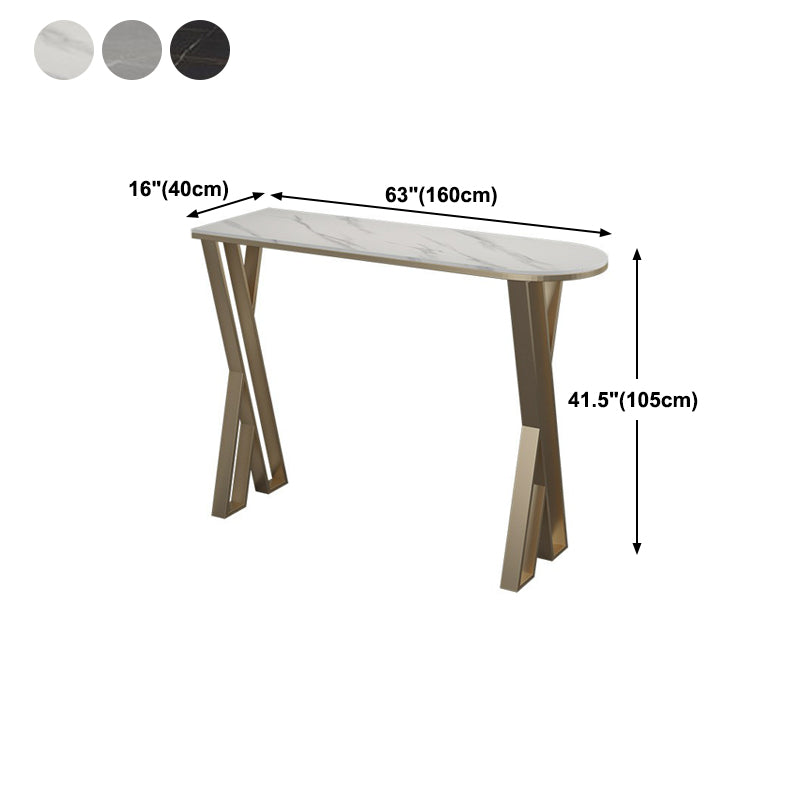 42-inch Height Cocktail Bar Table Glam Style Gold Frame Bar Table for Indoor