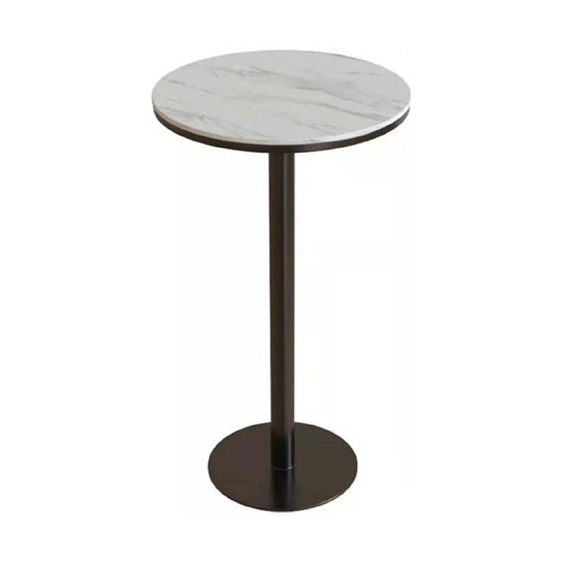 Industrial Metal Bar Table 23.6" Round Faux Marble Top Pedestal Bistro Table for Cafe