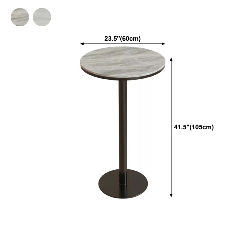 Industrial Metal Bar Table 23.6" Round Faux Marble Top Pedestal Bistro Table for Cafe