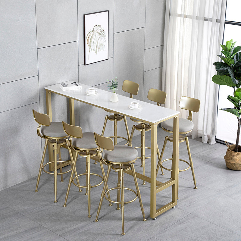 Glam Style Gold 41.3"H Bar Table Marble White Rectangle Top Bistro Table