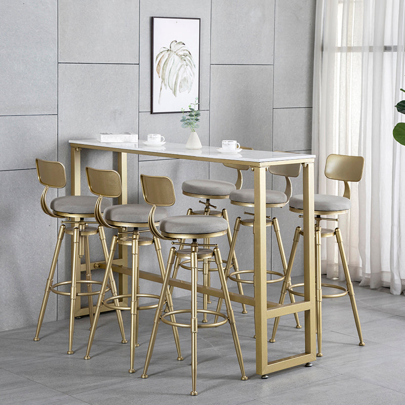 Glam Style Gold 41.3"H Bar Table Marble White Rectangle Top Bistro Table