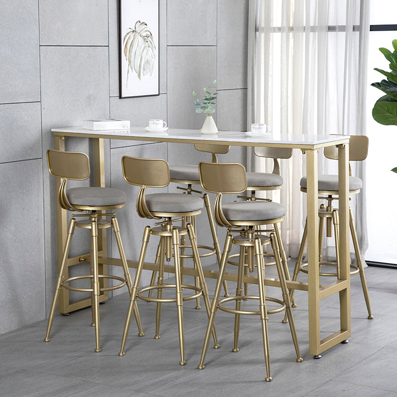 Glam Style Gold 41.3"H Bar Table Marble White Rectangle Top Bistro Table