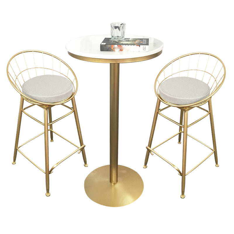 Mesa de barra de metal de oro estilo glam a la mesa blanca especializada bistro de bistro