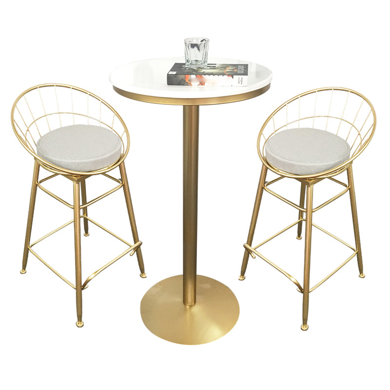 Glam Style Gold Metal Bar Table White Top Specialty Indoor Bistro Table