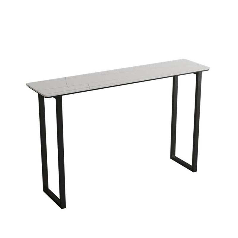Modern Bar Wine Table Sled Indoor Rectangle Faux Marble Counter Height Table in White