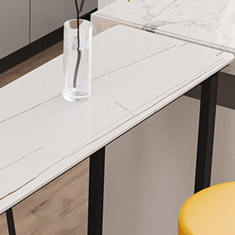 Modern Bar Wine Table Sled Indoor Rectangle Faux Marble Counter Height Table in White