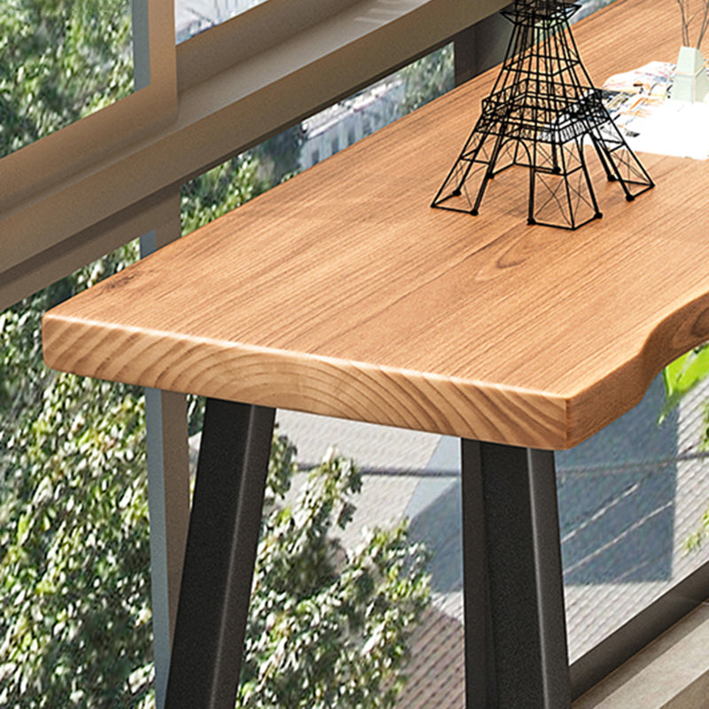 Solid Wood Natural Bistro Accent Dining Table Modern Rectangle Footrest Pub Table