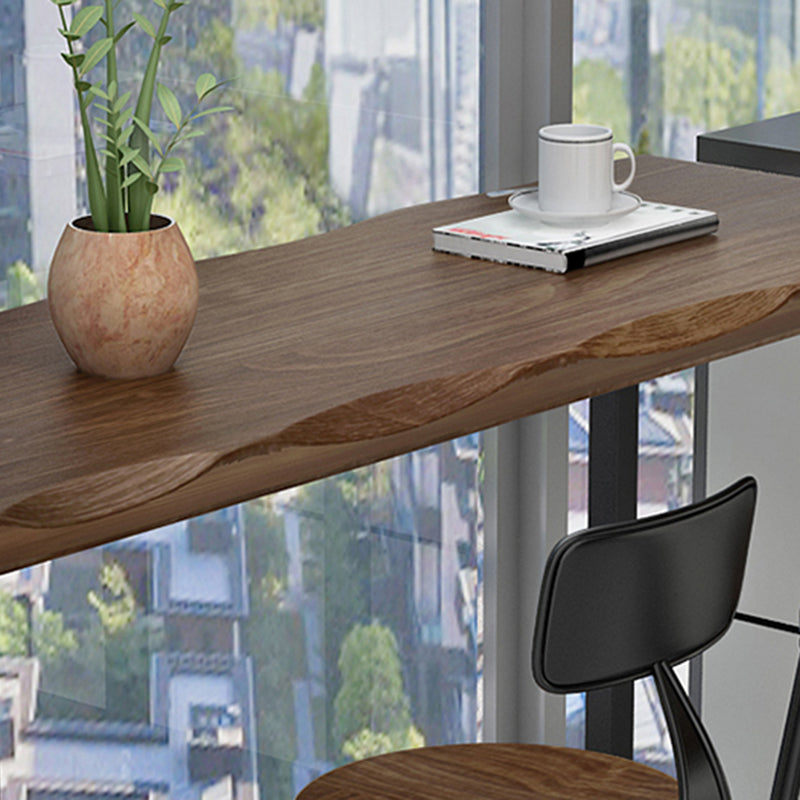 Modern Bar Dining Table Indoor Rectangle Wood Bar Table Sled Base in Black