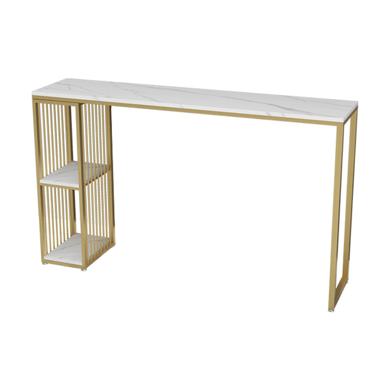 Living Room Modern Patio Bar Table Marble Rectangle 2-shelf Sled Bistro Bar Desk
