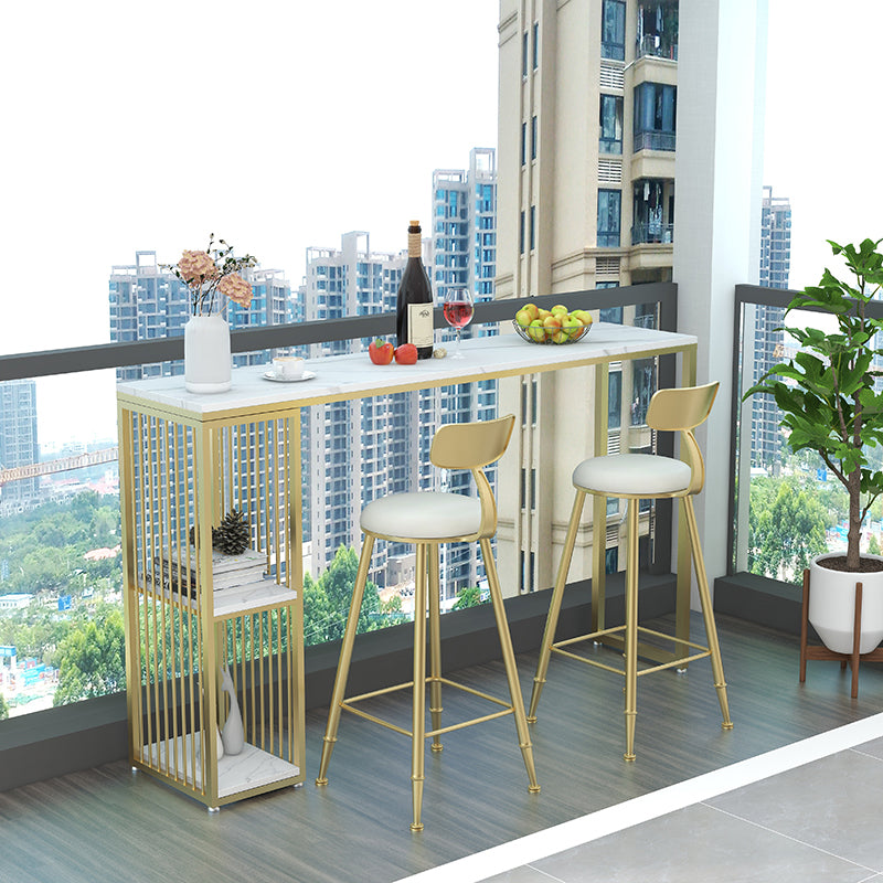 Living Room Modern Patio Bar Table Marble Rectangle 2-shelf Sled Bistro Bar Desk