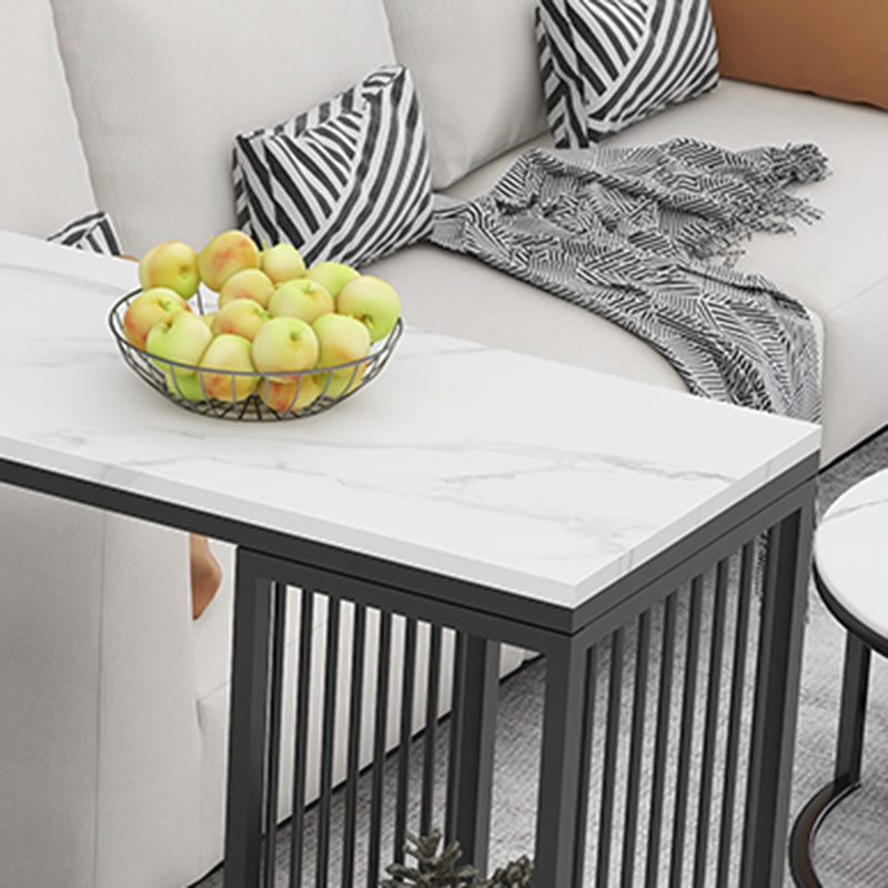 Living Room Modern Patio Bar Table Marble Rectangle 2-shelf Sled Bistro Bar Desk