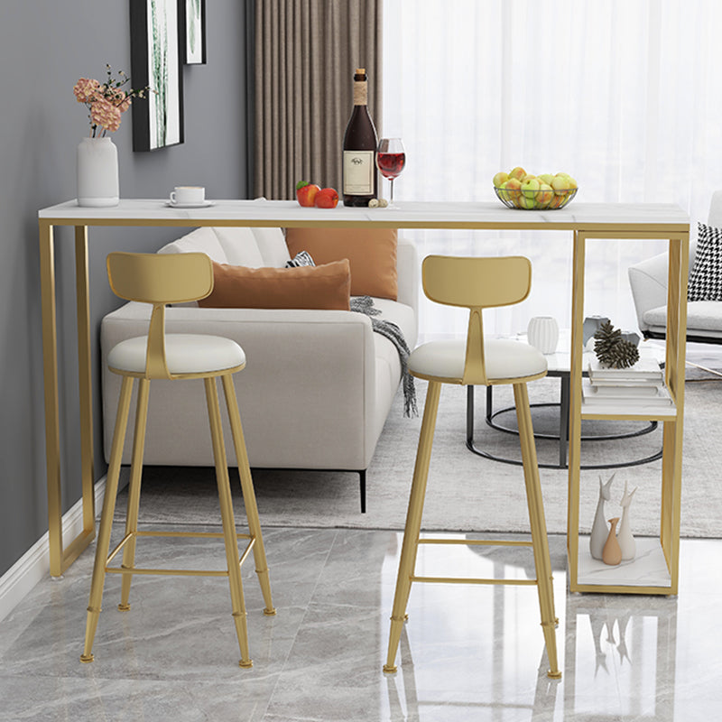 Living Room Modern Patio Bar Table Marble Rectangle 2-shelf Sled Bistro Bar Desk