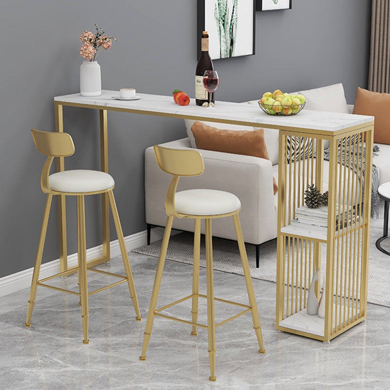 Living Room Modern Patio Bar Table Marble Rectangle 2-shelf Sled Bistro Bar Desk