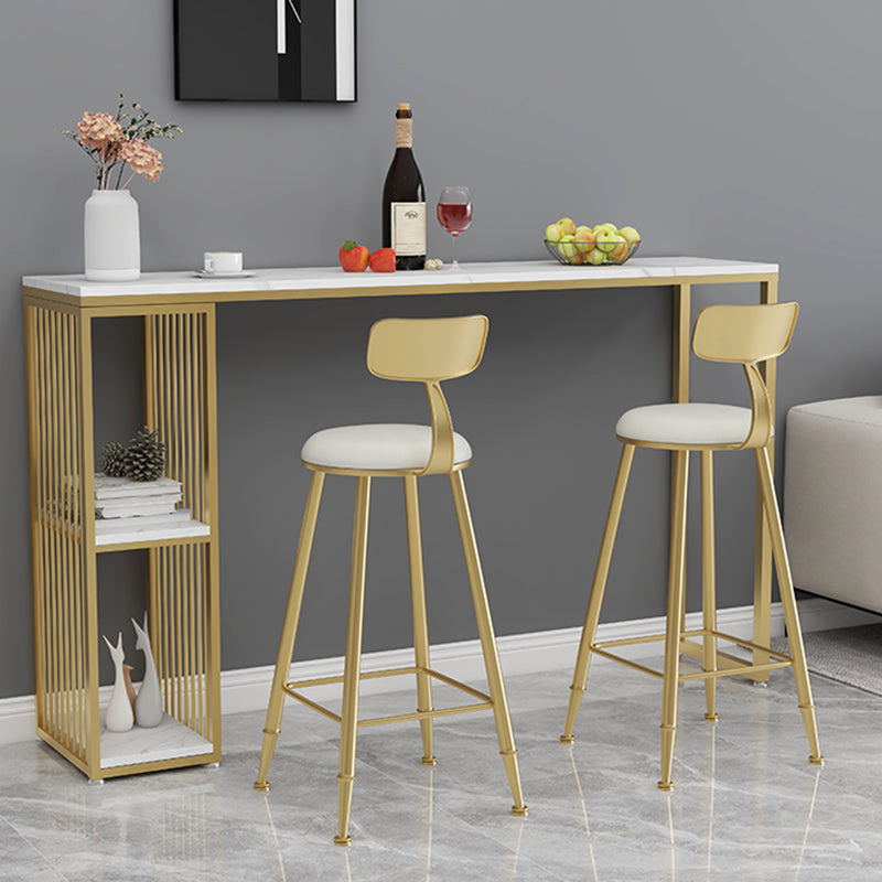 Living Room Modern Patio Bar Table Marble Rectangle 2-shelf Sled Bistro Bar Desk