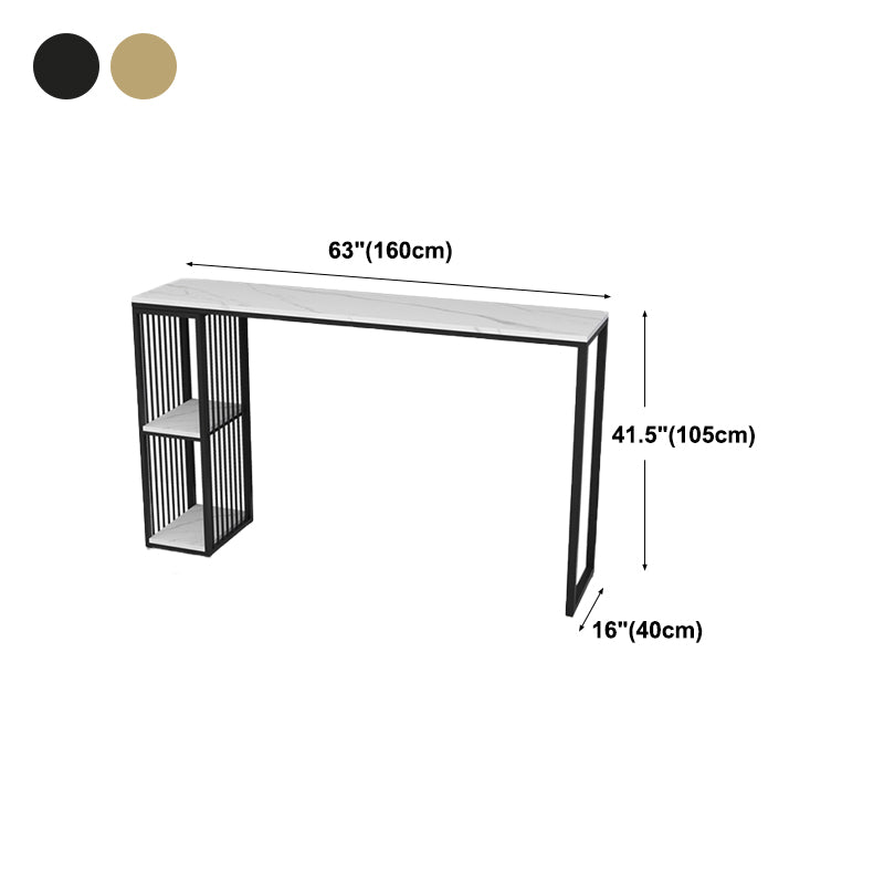 Living Room Modern Patio Bar Table Marble Rectangle 2-shelf Sled Bistro Bar Desk