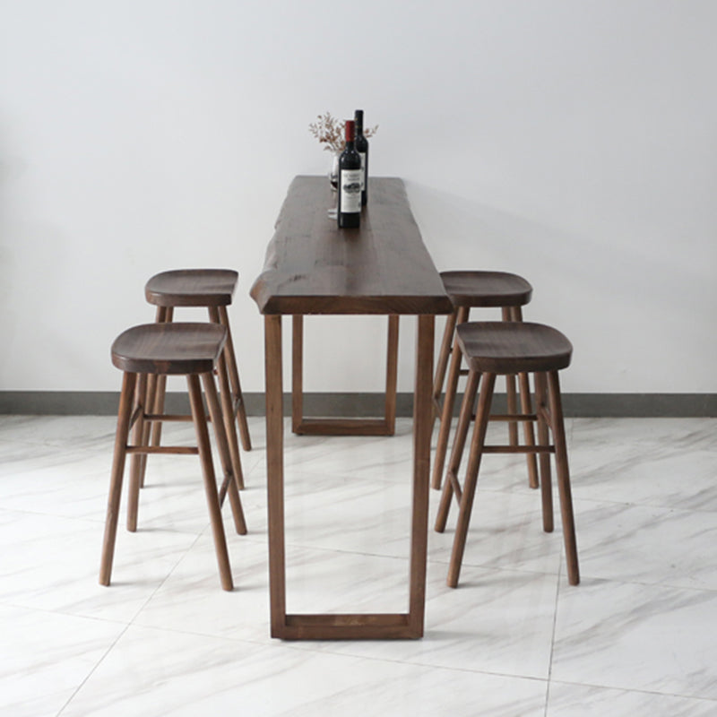 Contemporary Bar Dining Table Indoor Rectangle Wood Bar Table Sled Base in Brown