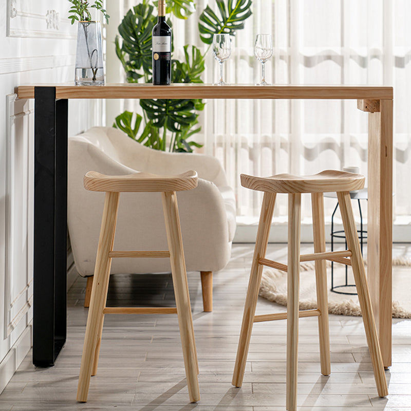Natural Wood Top Bar Table Rectangle Modern Sled Living Room Bar Dining Table