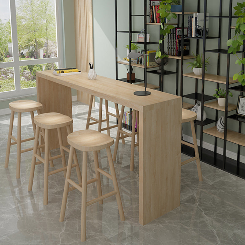 Modern Bar Dining Table Indoor Rectangle Wood Bar Table with Double Pedestal (only table)