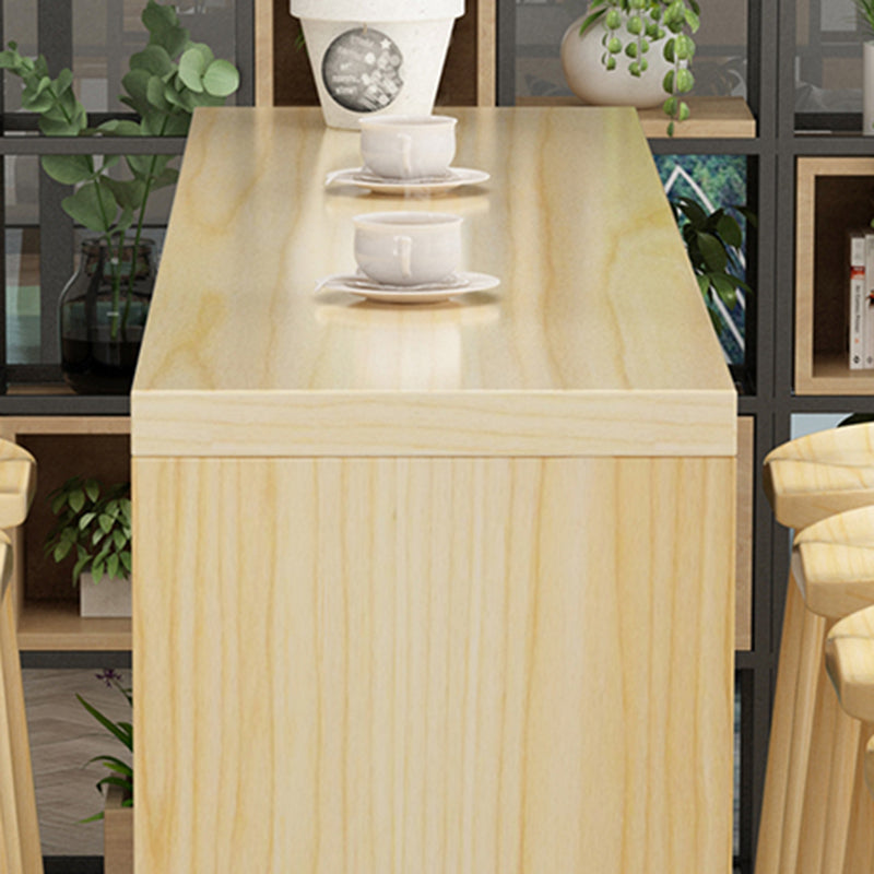 Indoor Natural Wood Bistro Table Modern Rectangle Sled Cocktail Bar Table
