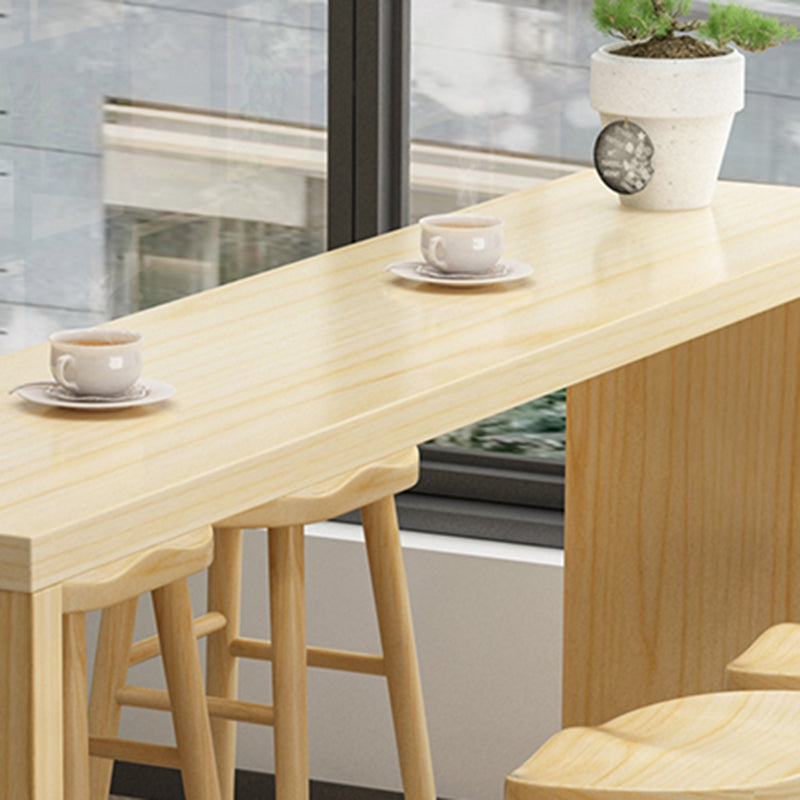 Indoor Natural Wood Bistro Table Modern Rectangle Sled Cocktail Bar Table