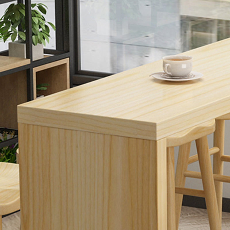 Indoor Natural Wood Bistro Table Modern Rectangle Sled Cocktail Bar Table