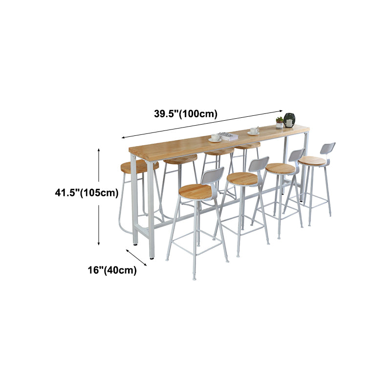 Wood Pub Table Natural Modern Footrest Trestle Pub Height Dining Table (only table)