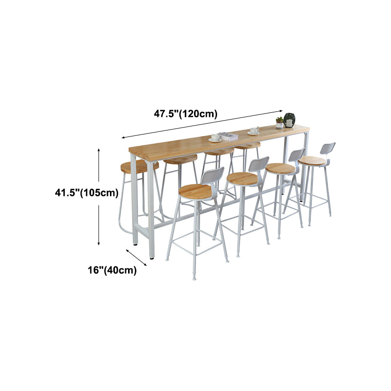 Wood Pub Table Natural Modern Footrest Trestle Pub Height Dining Table (only table)