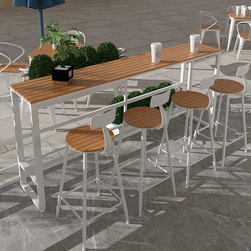 Modern Metal Trestle Bistro Bar Desk Rectangle Outdoor Footrest Bar Stool Table