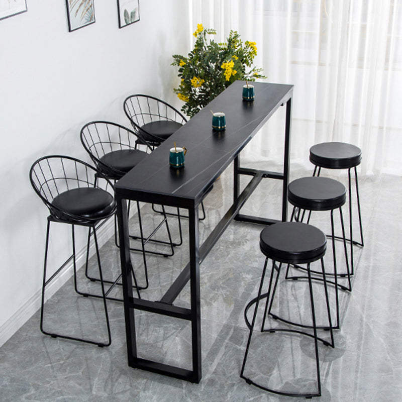 Contemporary Bar Dining Table Indoor Rectangle Bar Table with Iron Base