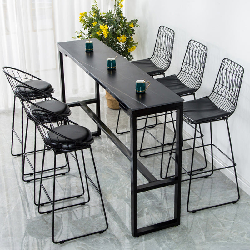 Contemporary Bar Dining Table Indoor Rectangle Bar Table with Iron Base