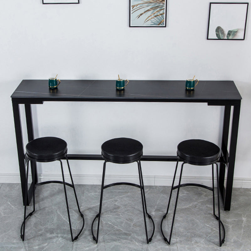 Contemporary Bar Dining Table Indoor Rectangle Bar Table with Iron Base