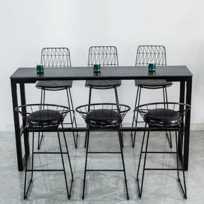 Contemporary Bar Dining Table Indoor Rectangle Bar Table with Iron Base